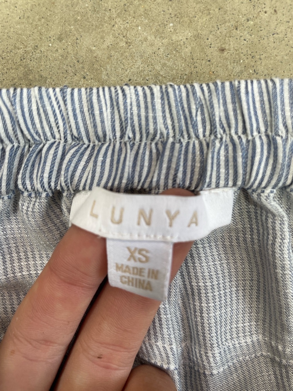 LUNYA Lounge Shorts Light Blue Seersucker Elastic Waist Linen Cotton Silk XS - Picture 9 of 9